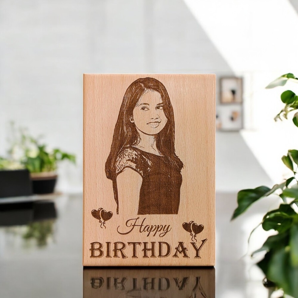 Vertical Custom Engraved Wooden Photo Frame