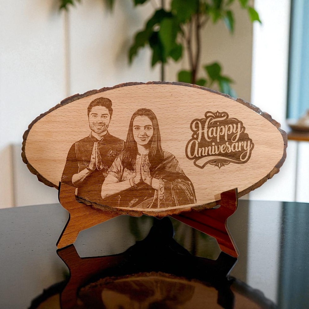Unique Oval Anniversary Personalized Wooden Photo Frame